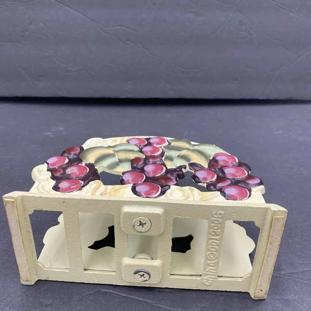 Vintage Cast Iron Napkin Holder Grapevine Grapes‎ Wine Y2K Table Decor Farmhouse